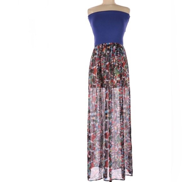 Felicity & Coco purple abstract strapless open twist back dress size medium - Picture 4 of 11